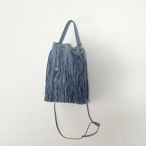 J&M Davidson Fringe Leather Bucket Bag